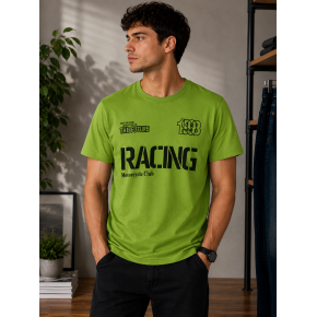 Racing Motorcycle Club Baskılı Yeşil Tişört