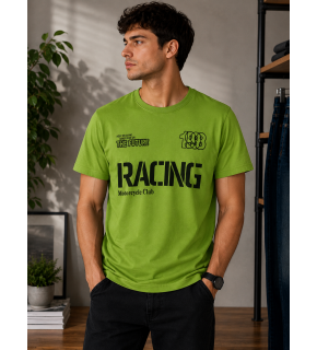 Racing Motorcycle Club Baskılı Yeşil Tişört