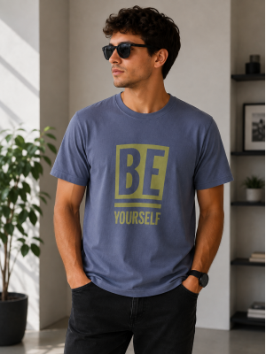 Lavanta BE YOURSELF Baskılı Basic Tişört