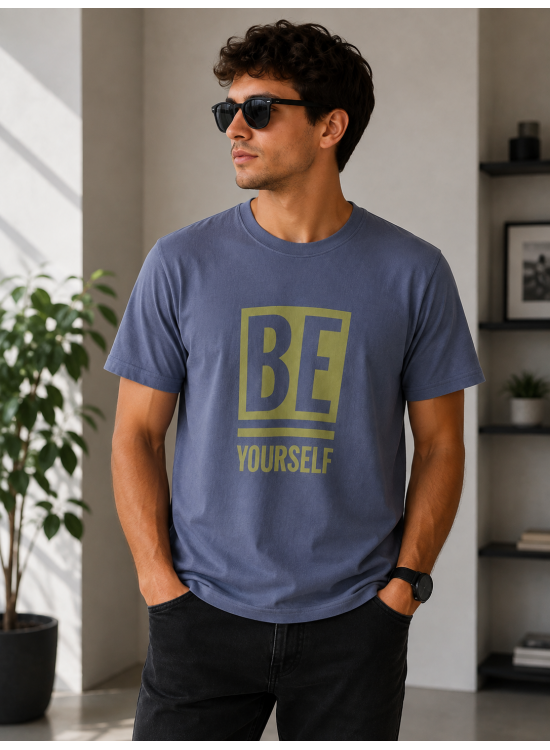 Lavanta BE YOURSELF Baskılı Basic Tişört