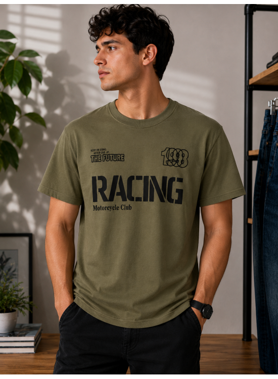 Racing Club Vintage Haki Tişört