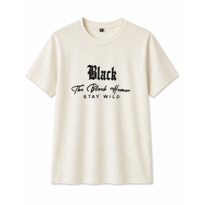 Black Humor Oversize Baskılı Erkek Tişört – Krem