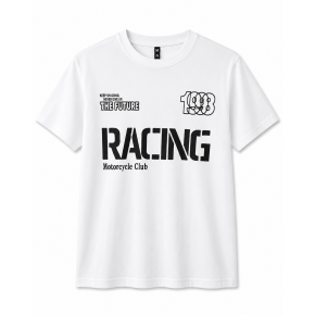 Racing Motorcycle Club Baskılı Beyaz Tişört