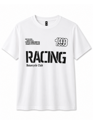 Racing Motorcycle Club Baskılı Beyaz Tişört