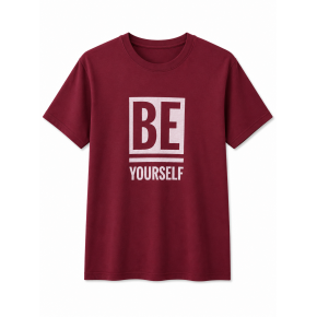 BE Yourself Baskılı Bordo Tişört