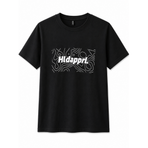 Siyah HAPPREL Grafik Baskılı Basic Tişört