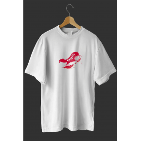 1 Mayıs Emekçiler Günü Baskılı Oversize Bisiklet Yaka T-shirt - Beyaz