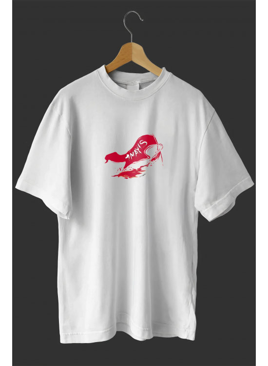 1 Mayıs Emekçiler Günü Baskılı Oversize Bisiklet Yaka T-shirt - Beyaz