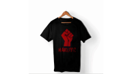 1 Mayıs Emek ve Dayanışma Günü HAKLIYIZ Baskılı Bisiklet Yaka T-shirt - Siyah