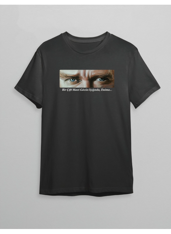 10 Kasım Atatürk'ü Anma Günü Baskılı Oversize Bisiklet Yaka T-shirt - Siyah