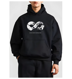 Erkek 10 Kasıma Özel 3 İplik Kapüşonlu Baskılı SweatShirt Hoodie - Siyah