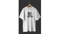15 Temmuz Demokrasi ve Milli Birlik Günü Baskılı Oversize Bisiklet Yaka T-shirt - Beyaz