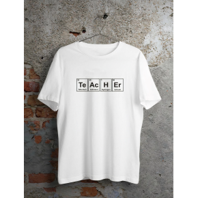 24 Kasım Kimya Öğretmeni Hediyesi Baskılı Bisiklet Yaka T-shirt - Beyaz