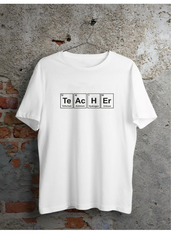 24 Kasım Kimya Öğretmeni Hediyesi Baskılı Bisiklet Yaka T-shirt - Beyaz