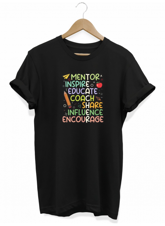 24 Kasım Öğretmenler Günü Hediye Temalı Oversize Bisiklet Yaka T-shirt - Siyah