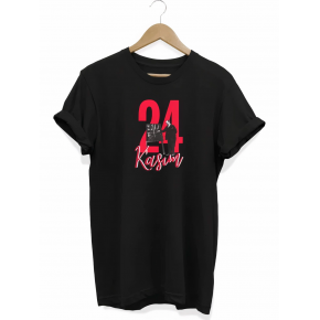 24 Kasım Öğretmenler Günü Öğretmen Hediyesi Baskılı Oversize T-shirt - Siyah