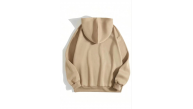 Kadın Kapüşonlu Kanguru Cepli 3 İplik Pamuklu Düz Hoodie Sweatshirt - Bej Kadın Kapüşonlu Kanguru Cepli 3 İplik Pamuklu Düz Hoodie Sweatshirt - Bej