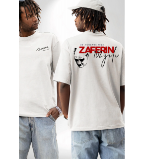 30 Ağustos Zafer Bayramı Ön Arka Baskılı Oversize Bisiklet Yaka T-shirt - Beyaz