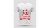 30 Ağustos Zafer Bayramı Baskılı Oversize Bisiklet Yaka T-shirt - Beyaz