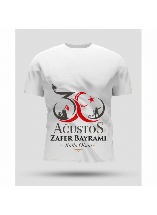 30 Ağustos Zafer Bayramı Baskılı Oversize Bisiklet Yaka T-shirt