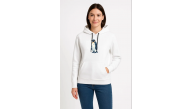 Kadın 3 İplik Pamuklu Kapüşonlu Hoodie Sweatshirt Survivor Penguen Baskılı - Beyaz