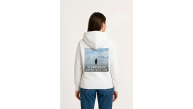 Kadın 3 İplik Pamuklu Kapüşonlu Hoodie Sweatshirt Survivor Penguen Baskılı - Beyaz