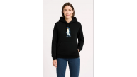 Kadın 3 İplik Pamuklu Kapüşonlu Hoodie Sweatshirt Survivor Penguen Baskılı - Siyah