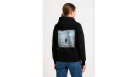 Kadın 3 İplik Pamuklu Kapüşonlu Hoodie Sweatshirt Survivor Penguen Baskılı - Siyah