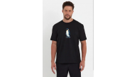 Erkek T-Shirt Penguen Baskılı Bisiklet Yaka Kısa kol yazlık Tişört - Siyah Erkek T-Shirt Penguen Baskılı Bisiklet Yaka Kısa kol yazlık Tişört - Siyah