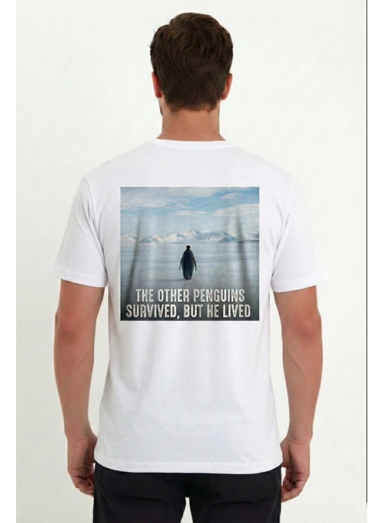Erkek T-Shirt Penguen Baskılı Bisiklet Yaka Kısa kol yazlık Tişört - Beyaz Erkek T-Shirt Penguen Baskılı Bisiklet Yaka Kısa kol yazlık Tişört - Beyaz
