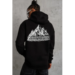 Erkek Nihilist Penguen Baskılı 3 İplik Pamuklu Kapüşonlu Sweatshirt Hoodie Siyah