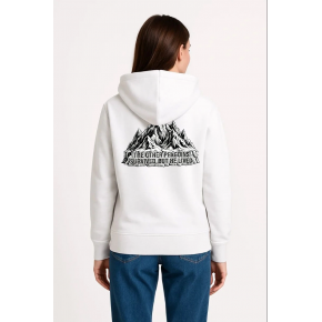 Kadın 3 İplik Pamuklu Kapüşonlu Hoodie Sweatshirt Nihilist Penguen Baskılı - Beyaz
