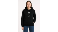 Kadın 3 İplik Pamuklu Kapüşonlu Hoodie Sweatshirt Nihilist Penguen Baskılı - Siyah