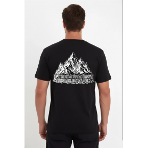 Erkek T-Shirt Nihilist Penguen Baskılı Bisiklet Yaka Kısa kol yazlık Tişört - Siyah