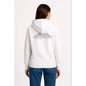 Kadın 3 İplik Pamuklu Kapüşonlu Hoodie Sweatshirt Nihilist Penguen Baskılı - Beyaz