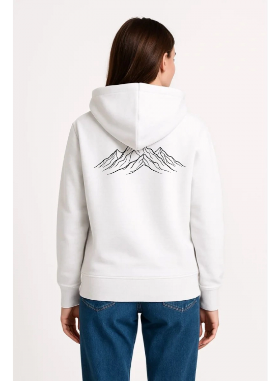 Kadın 3 İplik Pamuklu Kapüşonlu Hoodie Sweatshirt Nihilist Penguen Baskılı - Beyaz