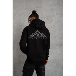 Erkek Nihilist Penguen Baskılı 3 İplik Pamuklu Kapüşonlu Sweatshirt Hoodie Siyah