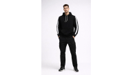 Erkek Şeritli Kapüşonlu Sweatshirt Oversize 3 iplik Pamuklu Hoodie - Siyah Erkek Şeritli Kapüşonlu Sweatshirt Oversize 3 iplik Pamuklu Hoodie - Siyah