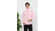 Erkek Fitilli Kaşkorse Kumaş Boğazlı Full Likralı Slimfit Body - Toz Pembe