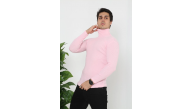 Erkek Fitilli Kaşkorse Kumaş Boğazlı Full Likralı Slimfit Body - Toz Pembe
