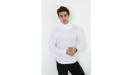 Erkek Fitilli Kaşkorse Kumaş Boğazlı Full Likralı Slimfit Body - Beyaz