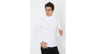 Erkek Fitilli Kaşkorse Kumaş Boğazlı Full Likralı Slimfit Body - Beyaz