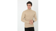 Erkek Fitilli Kaşkorse Kumaş Boğazlı Full Likralı Slimfit Body - Bej