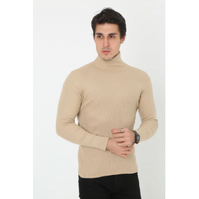 Erkek Fitilli Kaşkorse Kumaş Boğazlı Full Likralı Slimfit Body - Bej