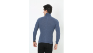 Erkek Fitilli Kaşkorse Kumaş Boğazlı Full Likralı Slimfit Body - İndigo