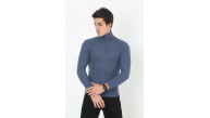 Erkek Fitilli Kaşkorse Kumaş Boğazlı Full Likralı Slimfit Body - İndigo