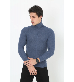 Erkek Fitilli Kaşkorse Kumaş Boğazlı Full Likralı Slimfit Body - İndigo