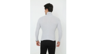 Erkek Fitilli Kaşkorse Kumaş Boğazlı Full Likralı Slimfit Body - Gri