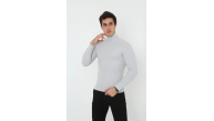 Erkek Fitilli Kaşkorse Kumaş Boğazlı Full Likralı Slimfit Body - Gri