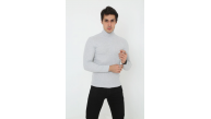 Erkek Fitilli Kaşkorse Kumaş Boğazlı Full Likralı Slimfit Body - Gri